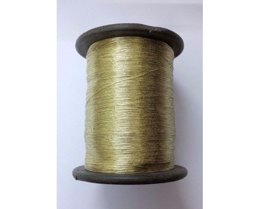 LIGHT GOLD - Spool of Shiny Metallic Thread Yarn - For Crochet Sewing Embroidery Handwork Artwork Jewelry